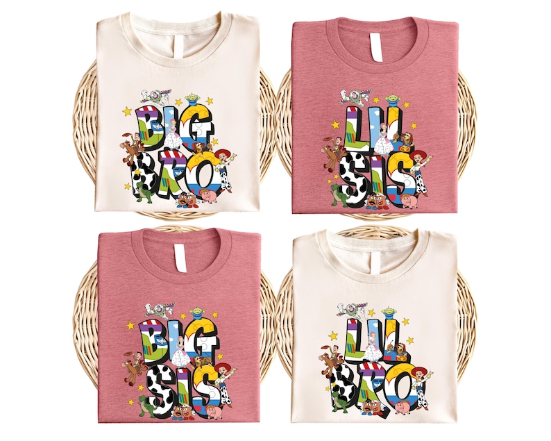 Toy Story Family Name Shirt, Disney Big Bro-Sis Lil Bro-Sis Sibling Outfit, Woody and Friends Matching Sweatshirt, Disney Family Trip Tee