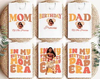 Maglietta per bambina di compleanno Disney Moana, maglietta personalizzata per la festa di compleanno di Moana, maglietta della principessa Disney Moana, maglietta coordinata per la famiglia Disneyland