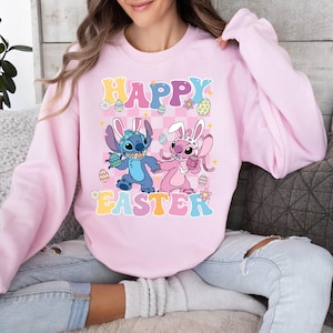 Stitch Angel Easter Day Shirt, Happy Easter Sweatshirt, Disney Easter Tee, Stitch Bunny Shirt, Angel Bunny Shirt, Easter Disney Trip Sweat