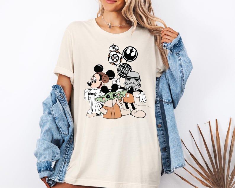 Baby Yoda and Princess Leia T-Shirt, Disney Star Wars Shirt, BB8 Droid Shirt, Death Star Shirt, Jedi Shirt, Star Wars Balloons Shirt