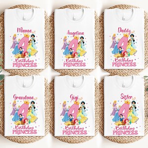 Camiseta de cumpleaños de princesas Disney, camiseta de princesas familiares, camiseta de cumpleaños Disney, camiseta de fiesta familiar de princesas, camiseta de viaje de chicas a Disneyland
