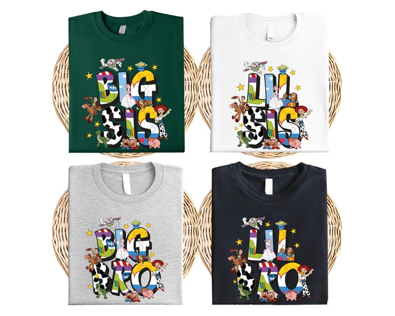 Toy Story Family Name Shirt, Disney Big Bro-Sis Lil Bro-Sis Sibling Outfit, Woody and Friends Matching Sweatshirt, Disney Family Trip Tee