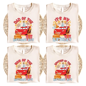 Mcqueen Birthday Junge Shirt, Benutzerdefinierte Disney Cars Familie Geburtstag Shirt, BTW Pixar Familie Passendes Shirt, Lightning Mcqueen Auto T-Shirt