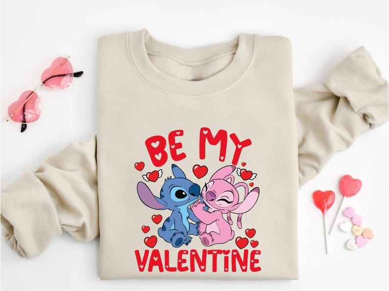 Dİsney Be Mine Valentine Sweatshirt, Stitch And Angel Be Mine Valentine Shirt, Happy Valentines Day T-Shirt, Husband and Wife Shirt