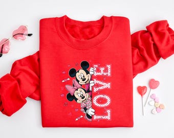 Mickey und Minnie Liebe Sweatshirt, Disney Valentine Shirt, Disney Familien Reise T-Shirt, Romantisches Disney T-Shirt, Happy Valentine's Day 2026 Sweat