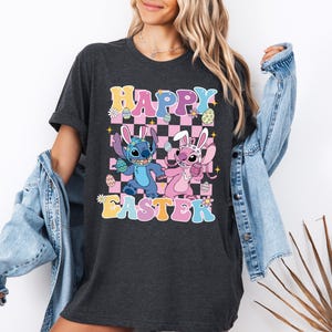 Stitch Angel Easter Day Shirt, Happy Easter Sweatshirt, Disney Easter Tee, Stitch Bunny Shirt, Angel Bunny Shirt, Easter Disney Trip Sweat