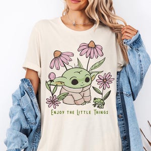 Disney Baby Yoda T-Shirt, Cute Grogu Floral Shirt, Enjoy The Little Things Sweatshirt, Star Wars Shirt, Galaxy's Edge Shirt, Baby Yoda Tee