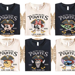 Yo Ho Yo Ho A Pirate&#39;s Life For Me 2025 Shirt, Mickey Minnie Pirate Themed Shirt, Disney Pirate Cruise Shirt,  Disney Family Cruise Trip Tee