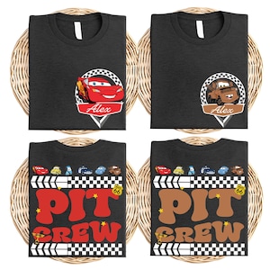 Custom Name Cars Pit Crew Shirt, McQueen and Friends T-Shirt, Cars Lover Tee, Disneyland Family Matching Shirt, Racing Cars Squad Shirt