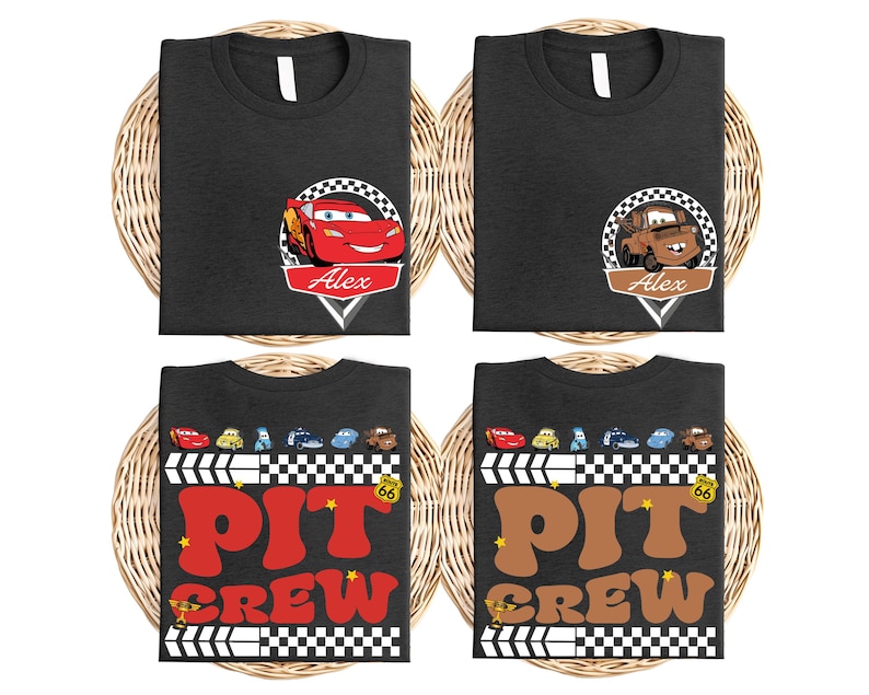 Custom Name Cars Pit Crew Shirt, McQueen and Friends T-Shirt, Cars Lover Tee, Disneyland Family Matching Shirt, Racing Cars Squad Shirt