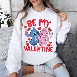 Dİsney Be Mine Valentine Sweatshirt, Stitch And Angel Be Mine Valentine Shirt, Happy Valentines Day T-Shirt, Husband and Wife Shirt