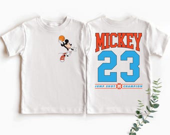 Vintage Mickey Basketball Shirt, Disney Basketball Season T-Shirt, Jump Shot Champion Tee, Custom Disney Name And Number Sport Shirt
