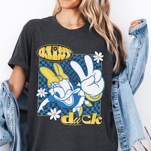 Camiseta xadrez floral com estampa de margarida, camiseta retrô da Disney com estampa de margarida, camiseta para viagem para meninas, camiseta do Magic Kingdom, moletom para férias em família da Disney