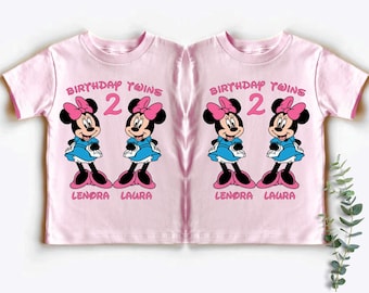 Disney Birthday Twins Shirt,  Minnie Twins Birthday Girls Tee, Minnie Twins Birthday Party Shirt, Twin Sisters Birthday Family Trip Shirt