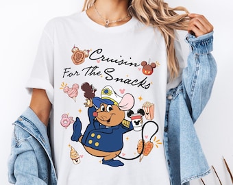 Camiseta Cinderela Gus Gus da Disney Cruise, Camiseta Cruising For The Snack, Camiseta Piratas da Disney, Camiseta Minha Primeira Viagem de Cruzeiro à Disneyland