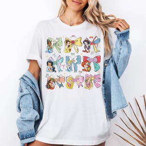 Princess Coquette Bows T-Shirt, Disney Watercolor Princess Shirt, Disney Girl Trip Shirt, Best friends Shirt, Princess Belle Elsa Ariel Tee