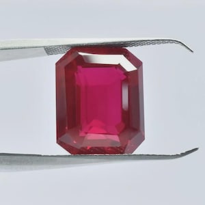 Roter Rubin Mosambik AAA Loser Edelstein, Loser Rubinstein Hochwertige Smaragdform geschnitten, Schmuckherstellungswerkzeug & Ring 8 Karat Geschenk für sie