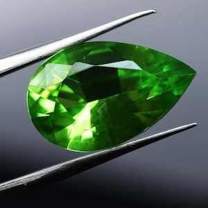 Precious 8 Ct Extremely Rare CERTIFIED Natural Peridot Stone Excellent Green Peridot Pear Cut High Quality | Free Standard Delivery |