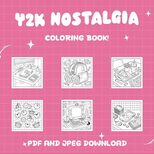 Y2k coloring book nostalgia coloring 2000s 90s coloring aesthetic pop culture coloring bold easy teen coloring page digital printable sheets bild 3