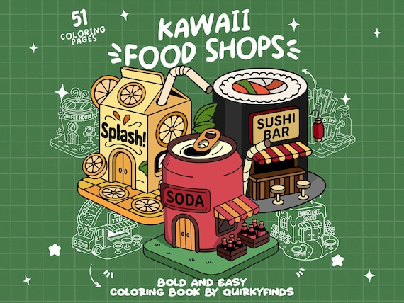 Food Shop Coloring Book Storefront Coloring Market Store Coloring Adorable Coloring Booth Cute Food Coloring Pages For Adults Kids Printable