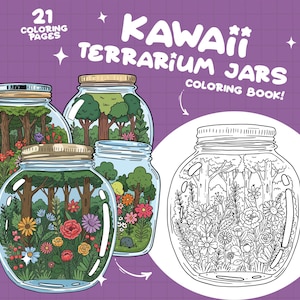 Terrarium Jar Coloring Book Nature Coloring Pages Cute Forest Coloring Enchanted Forest Coloring Tree  Spring Coloring Woodland Coloring PDF