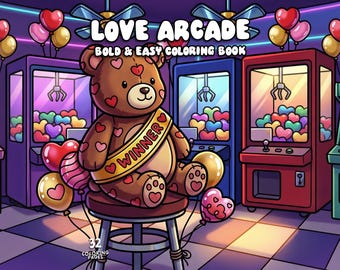 Love coloring book cute valentine coloring retro couples coloring gaming arcade coloring galentines activity print bold easy coloring pages