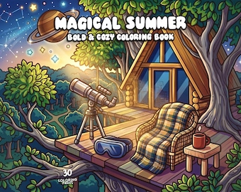 Summer coloring book fantasy coloring magical nature coloring enchanted whimsical fairytale coloring pages adults printable digital download