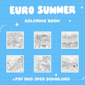Cozy summer coloring pages travel coloring detailed scenery coloring printable aesthetic coloring relaxation digital coloring book for adult image 2