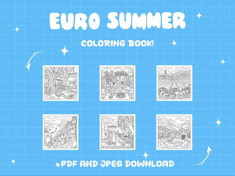 Cozy summer coloring pages travel coloring detailed scenery coloring printable aesthetic coloring relaxation digital coloring book for adult image 2