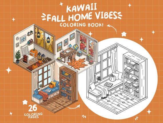 Fall Vibes Coloring Hygge Coloring Book Cozy Fall Coloring Comfy Kawaii Autumn Coloring Pages For Adults Printable Cottagecore Fall Activity