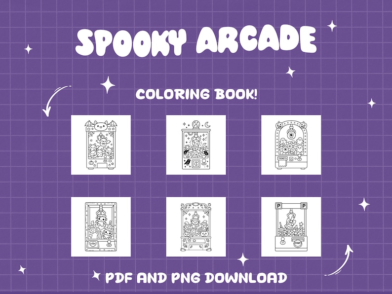 Spooky Arcade Coloring Book Cute Halloween Coloring Haunted Claw ...