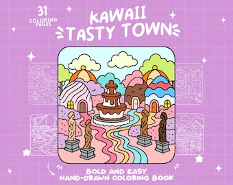 Snack Coloring Kawaii Town Coloring Pages Fast Food Coloring Dessert Food Lover Coloring Simple Bold Easy Coloring Book For Kids and Adults