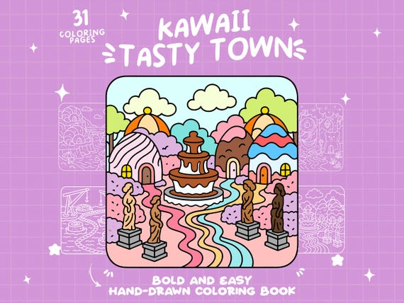Snack Coloring Kawaii Town Coloring Pages Fast Food Coloring Dessert Food Lover Coloring Simple Bold Easy Coloring Book For Kids and Adults