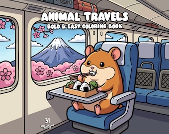 Cute animal coloring book cozy coloring travel world coloring vacation animal character coloring bold and easy kids adult coloring printable