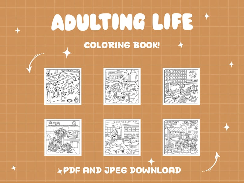 Adulting Coloring Book Daily Routine Coloring Lifestyle Stress Relief ...