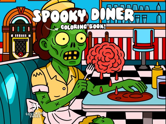Retro Halloween Coloring Spooky Cozy Coloring Book Creepy Cute Coloring Zombie Funny Coloring Pages Pdf Kids Adult Coloring Printable Sheets