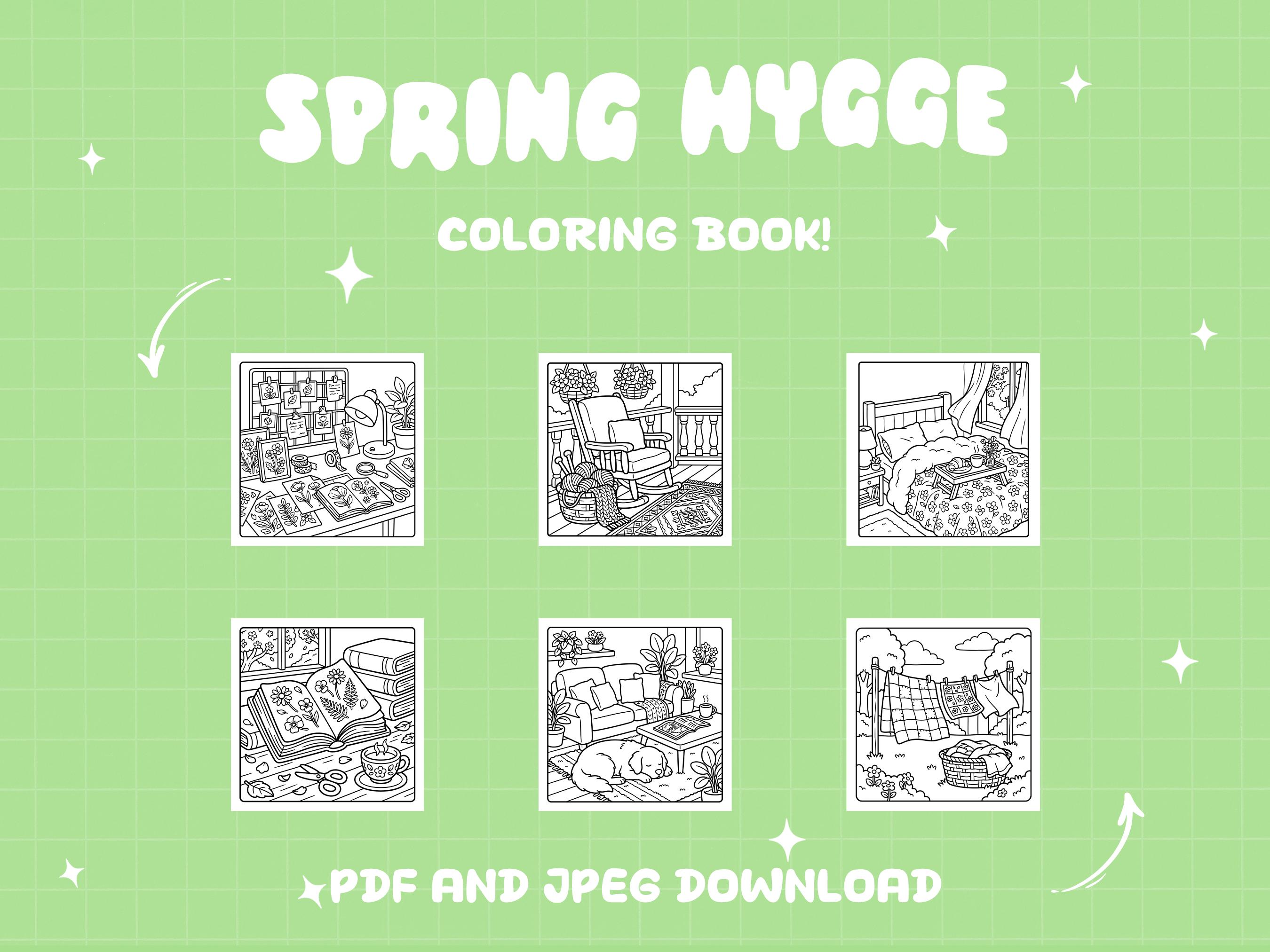 Cozy Spring Hygge Coloring Book for Adult Cute Cottagecore Coloring ...