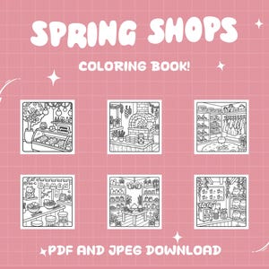 Spring shop coloring book printable cozy cute coloring pages store coloring interior seasonal coloring digital download pdf coloring sheets image 2