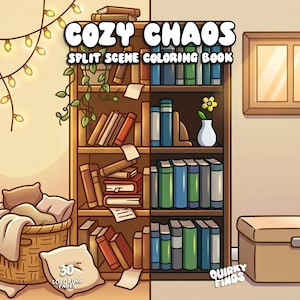 Hygge coloring book cozy coloring creative relaxing coloring aesthetic bold easy coloring printable digital coloring pages for kids adult Bild 1