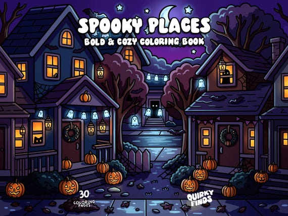 Cute halloween coloring book cozy spooky coloring ghost haunted coloring bold digital coloring pdf adult coloring pages printable activity