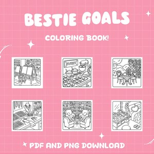 Girl coloring book cute aesthetic coloring friend bestie cozy coloring relaxing friendship coloring best friend gift bridal shower printable image 3