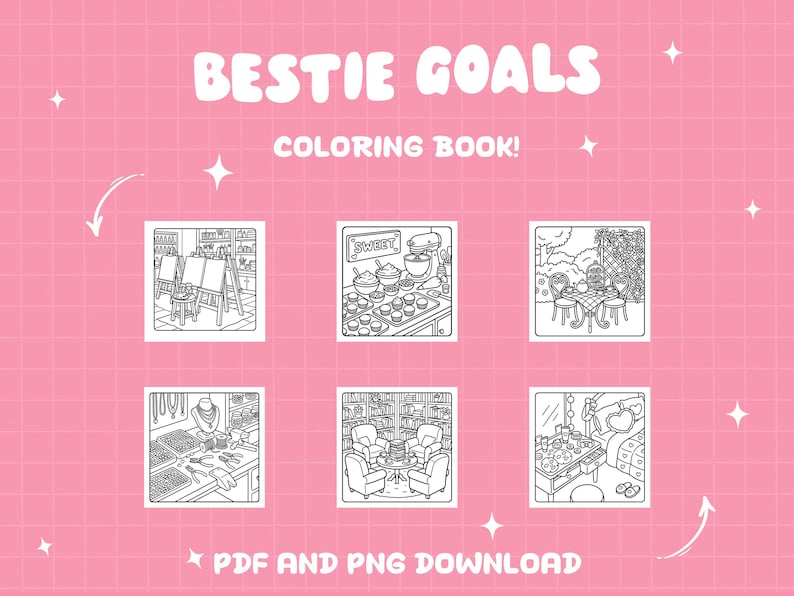 Girl coloring book cute aesthetic coloring friend bestie cozy coloring relaxing friendship coloring best friend gift bridal shower printable image 3