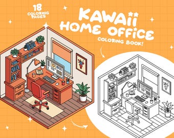 Office Coloring Book Work Coloring Pages Kawaii Cozy Corner Comfy Coloring Aesthetic Coloring Sheet Cute Pocket Room Relaxing Coloring Pages