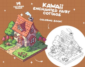 Fairy House Coloring Book Cottagecore Coloring Cottage Enchanted Coloring Fairytale Spring Coloring Forest Fantasy Coloring Pages For Adults