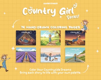 Country Girl Coloring Pages Bundle Cozy Moments Coloring Seasonal Coloring Spring Summer Coloring Fall Winter Coloring Hygge Coloring Book