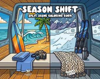 Cozy season coloring book hygge coloring creative nature coloring unique landscape coloring relaxing pintable digital coloring pages PDF JPG