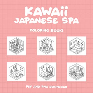 Spa Coloring Beauty Coloring Self Love Kawaii Coloring Cozy Girl Coloring Japanese Coloring Relaxing Zen Coloring Aesthetic Coloring Pages afbeelding 3