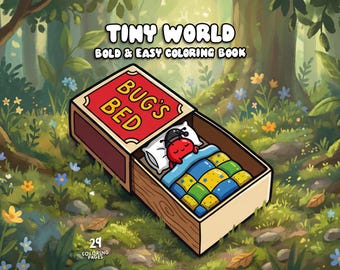 Tiny world coloring book cute animal coloring pages funny coloring fantasy bold easy coloring for kids and adults printable coloring sheets