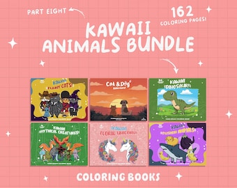 Cute Animals Coloring Book Bundle Animal Characters Coloring Fun Kawaii Animals Coloring Fantasy Funny Coloring Pages For Kids And Adults