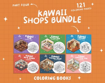Shop Coloring Book Bundle Digital Cozy Places Coloring Restaurant Coffee Coloring Japanese Library Coloring Tiny Coloring Pages Bundle 4